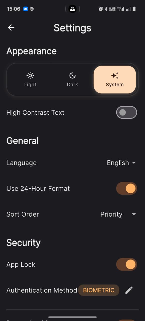 Customizable Settings